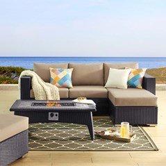 Convene 3 Piece 4 Seater Outdoor Patio W/ Fire Pit - BUILDMYPLACE