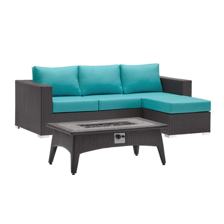 Convene 3 Piece 4 Seater Outdoor Patio W/ Fire Pit - BUILDMYPLACE