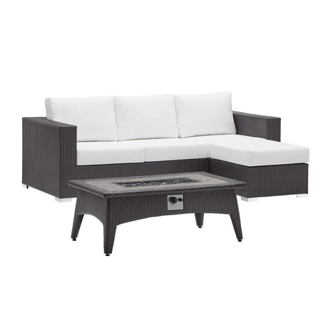 Convene 3 Piece 4 Seater Outdoor Patio W/ Fire Pit - BUILDMYPLACE