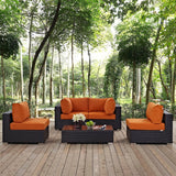 Convene 5 Piece Outdoor Patio Sectional W/ Two Armless Chair Set - BUILDMYPLACE