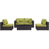 Convene 5 Piece Outdoor Patio Sectional W/ Two Armless Chair Set - BUILDMYPLACE