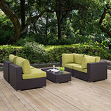 Convene 5 Piece Outdoor Patio Sectional W/ Two Armless Chair Set - BUILDMYPLACE