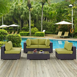 Convene 5 Piece Outdoor Patio Sectional W/ Two Armless Chair Set - BUILDMYPLACE