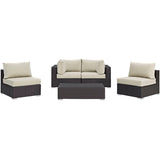 Convene 5 Piece Outdoor Patio Sectional W/ Two Armless Chair Set - BUILDMYPLACE