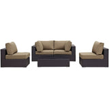 Convene 5 Piece Outdoor Patio Sectional W/ Two Armless Chair Set - BUILDMYPLACE