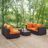 Convene 5 Piece Outdoor Patio Sectional W/ Two Armless Chair Set - BUILDMYPLACE