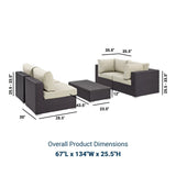 Convene 5 Piece Outdoor Patio Sectional W/ Two Armless Chair Set - BUILDMYPLACE