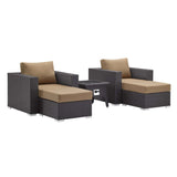 Convene 5 Piece Set Outdoor Patio W/ Fire Pit & Ottoman - Espresso Beige - BUILDMYPLACE