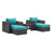 Convene 5 Piece Set Outdoor Patio W/ Fire Pit & Ottoman - Espresso Beige - BUILDMYPLACE