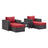 Convene 5 Piece Set Outdoor Patio W/ Fire Pit & Ottoman - Espresso Beige - BUILDMYPLACE