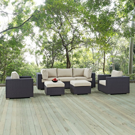 Convene 7 Piece Outdoor Patio Sectional Set W/ 2 Ottoman - BUILDMYPLACE