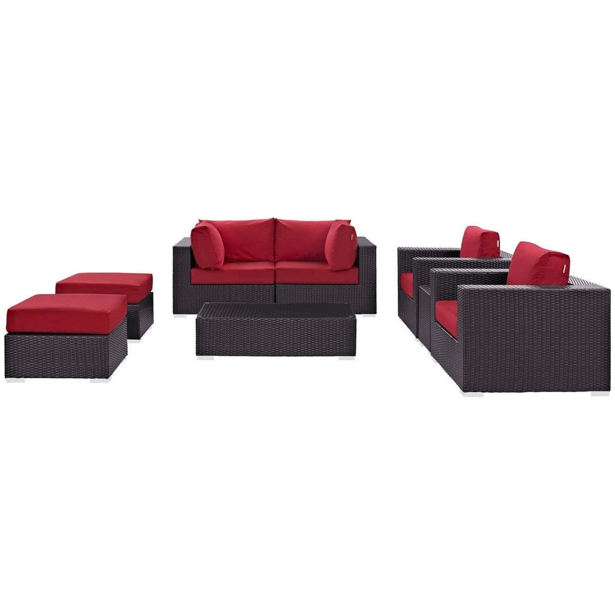 Convene 8 Piece Outdoor Patio Sectional Set & Ottoman - BUILDMYPLACE