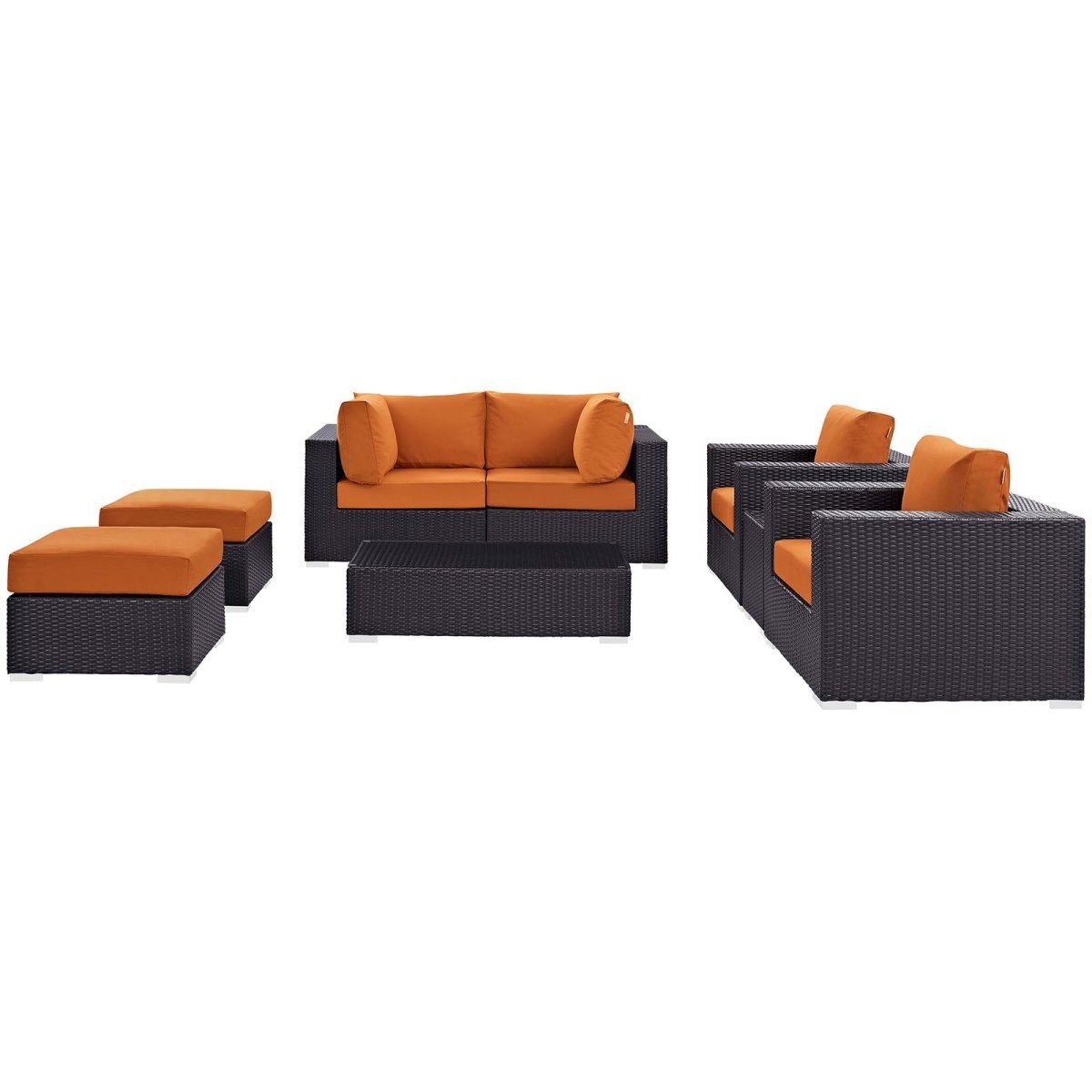 Convene 8 Piece Outdoor Patio Sectional Set & Ottoman - BUILDMYPLACE