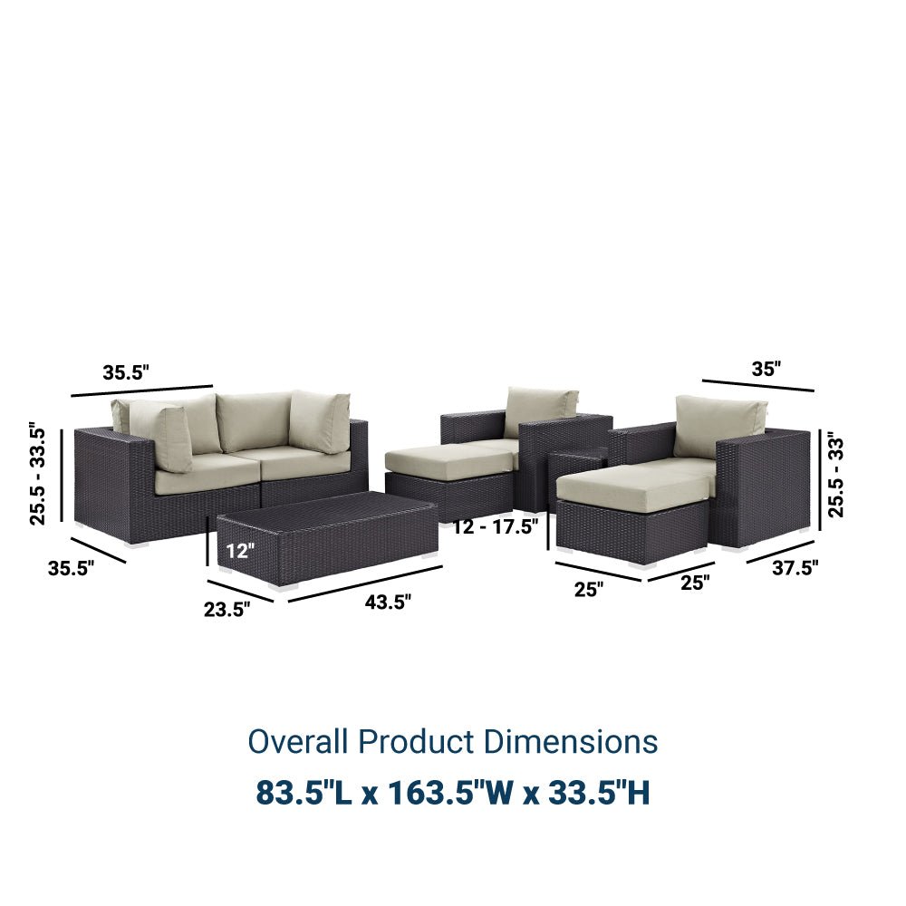 Convene 8 Piece Outdoor Patio Sectional Set & Ottoman - BUILDMYPLACE