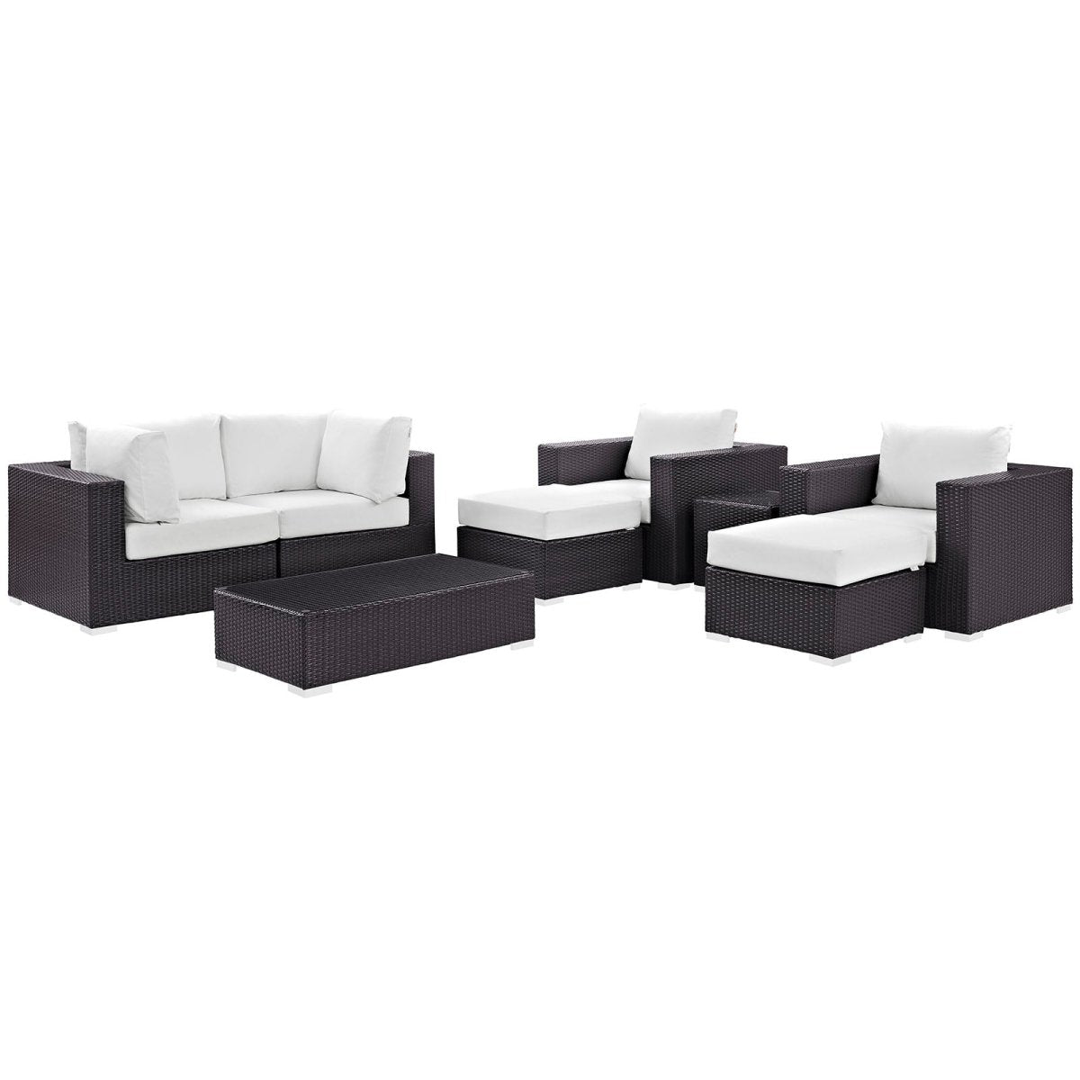 Convene 8 Piece Outdoor Patio Sectional Set & Ottoman - BUILDMYPLACE