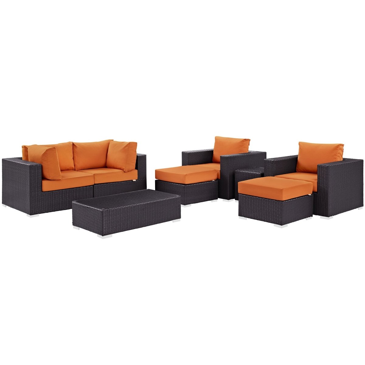 Convene 8 Piece Outdoor Patio Sectional Set & Ottoman - BUILDMYPLACE