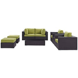 Convene 8 Piece Outdoor Patio Sectional Set & Ottoman - BUILDMYPLACE