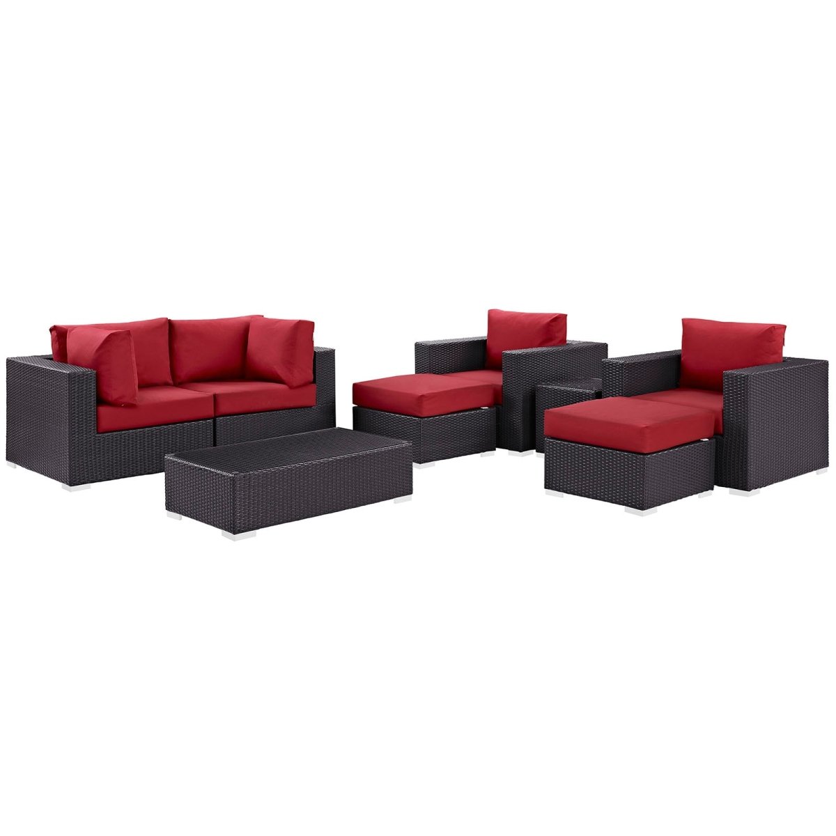 Convene 8 Piece Outdoor Patio Sectional Set & Ottoman - BUILDMYPLACE