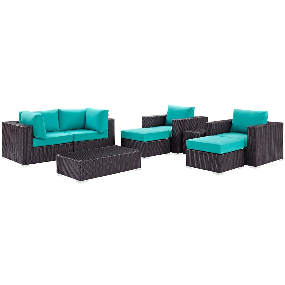 Convene 8 Piece Outdoor Patio Sectional Set & Ottoman - BUILDMYPLACE