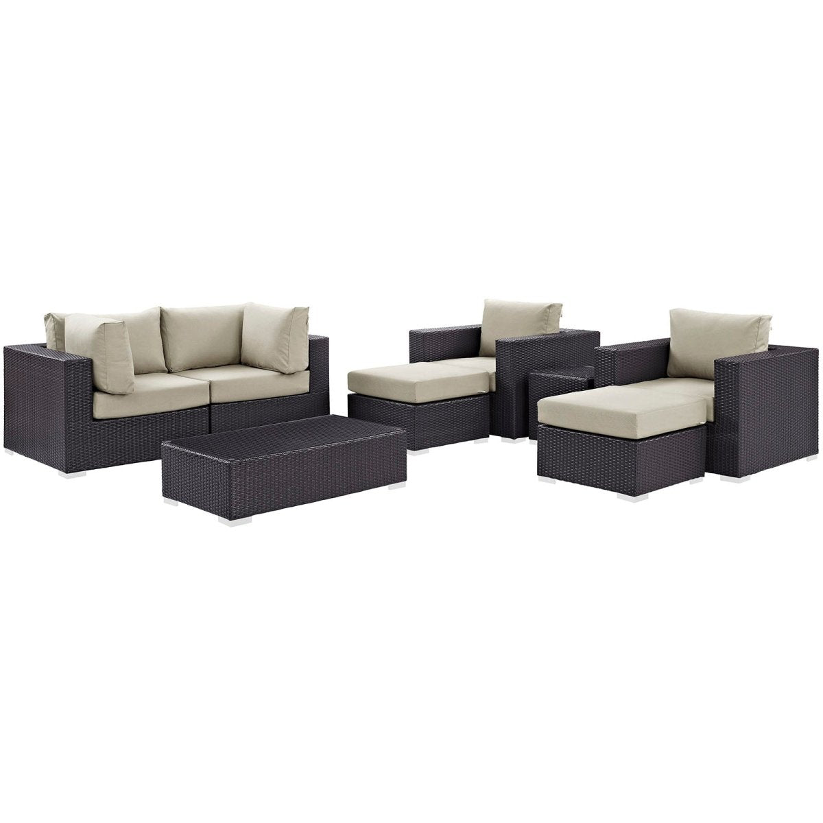 Convene 8 Piece Outdoor Patio Sectional Set & Ottoman - BUILDMYPLACE