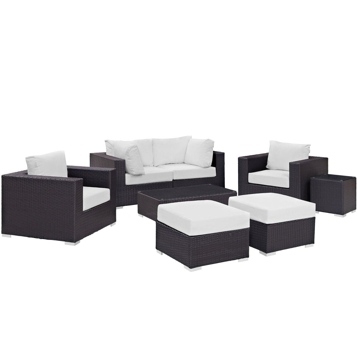 Convene 8 Piece Outdoor Patio Sectional Set & Ottoman - BUILDMYPLACE