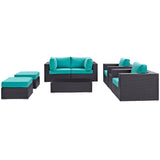 Convene 8 Piece Outdoor Patio Sectional Set & Ottoman - BUILDMYPLACE