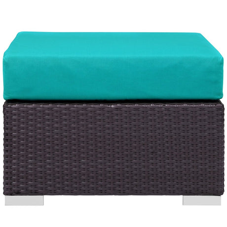 Convene Outdoor Patio Fabric Square Ottoman - BUILDMYPLACE