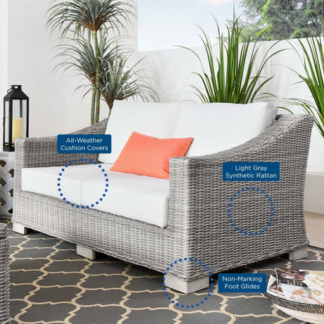 Conway Outdoor Patio Wicker Rattan Loveseat - BUILDMYPLACE