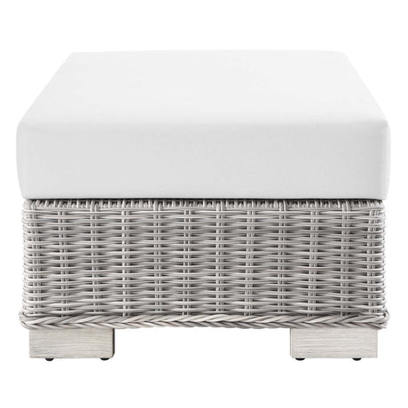 Conway Outdoor Patio Wicker Rattan Ottoman - BUILDMYPLACE
