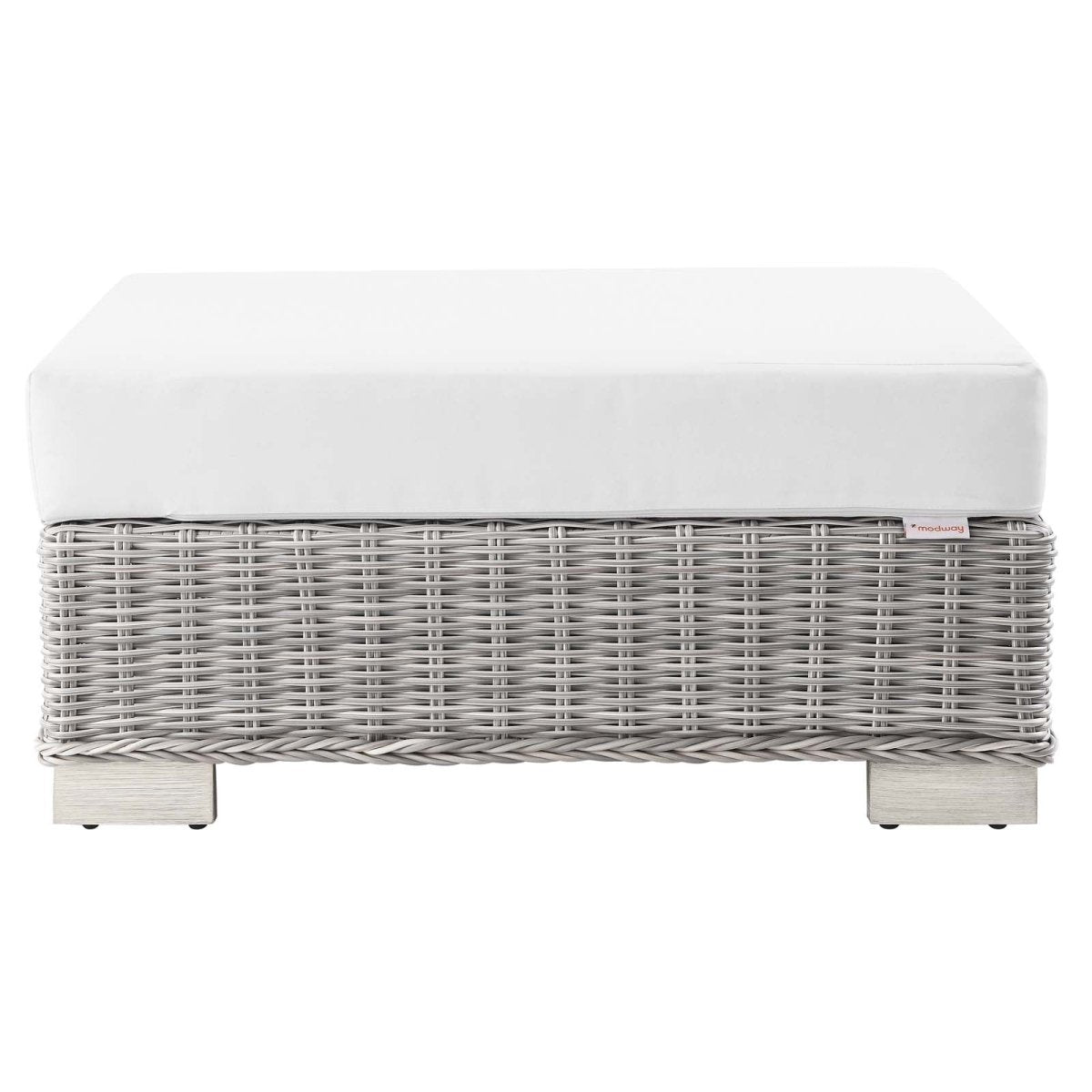 Conway Outdoor Patio Wicker Rattan Ottoman - BUILDMYPLACE