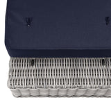 Conway Outdoor Patio Wicker Rattan Ottoman - BUILDMYPLACE