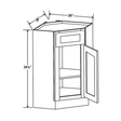 Corner Sink Base Cabinet - 36W x 34 - 1/2H x 24D - Aria White Shaker - BUILDMYPLACE