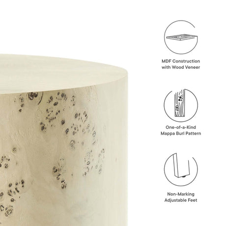 Cosmos 16" Round Burl Wood Side Table - BUILDMYPLACE