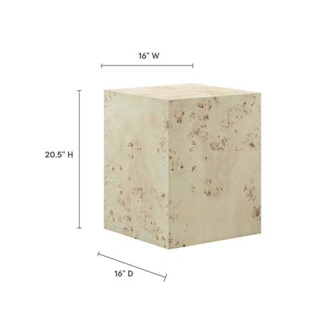 Cosmos 16" Square Burl Wood Side Table - BUILDMYPLACE