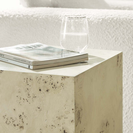 Cosmos 16" Square Burl Wood Side Table - BUILDMYPLACE