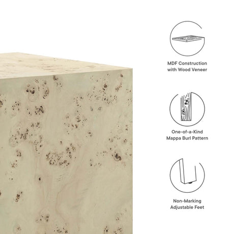 Cosmos 16" Square Burl Wood Side Table - BUILDMYPLACE
