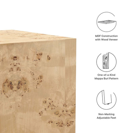 Cosmos 16" Square Burl Wood Side Table - BUILDMYPLACE