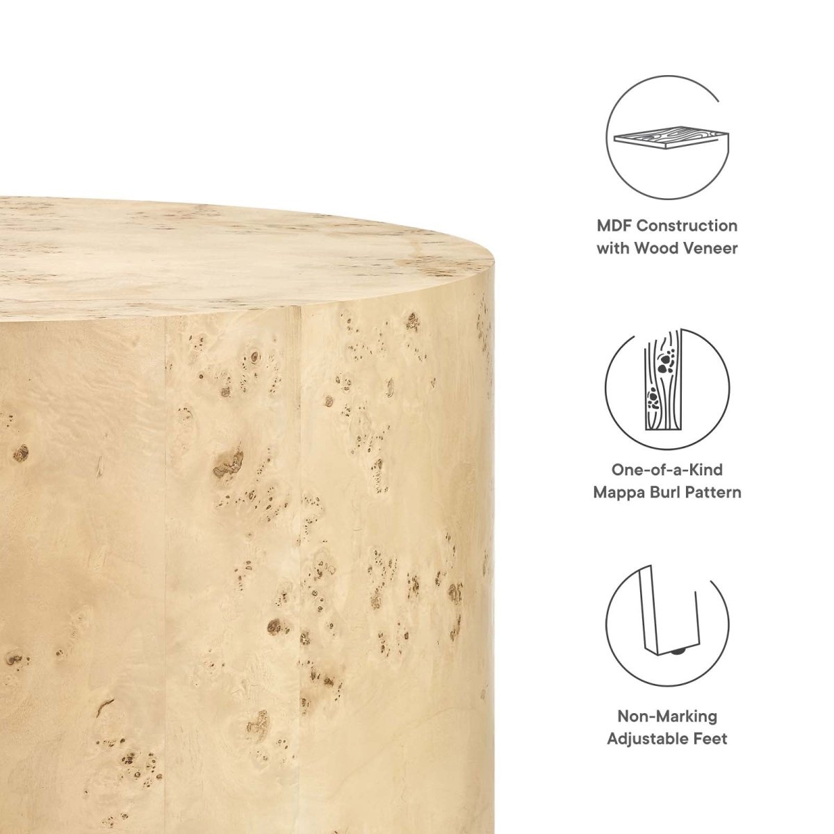 Cosmos 35" Round Burl Wood Coffee Table - BUILDMYPLACE