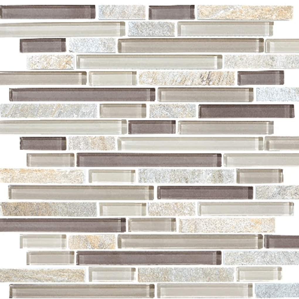 Cotton Wood Random Strip Glass Quartz Blend Mosaic - BUILDMYPLACE