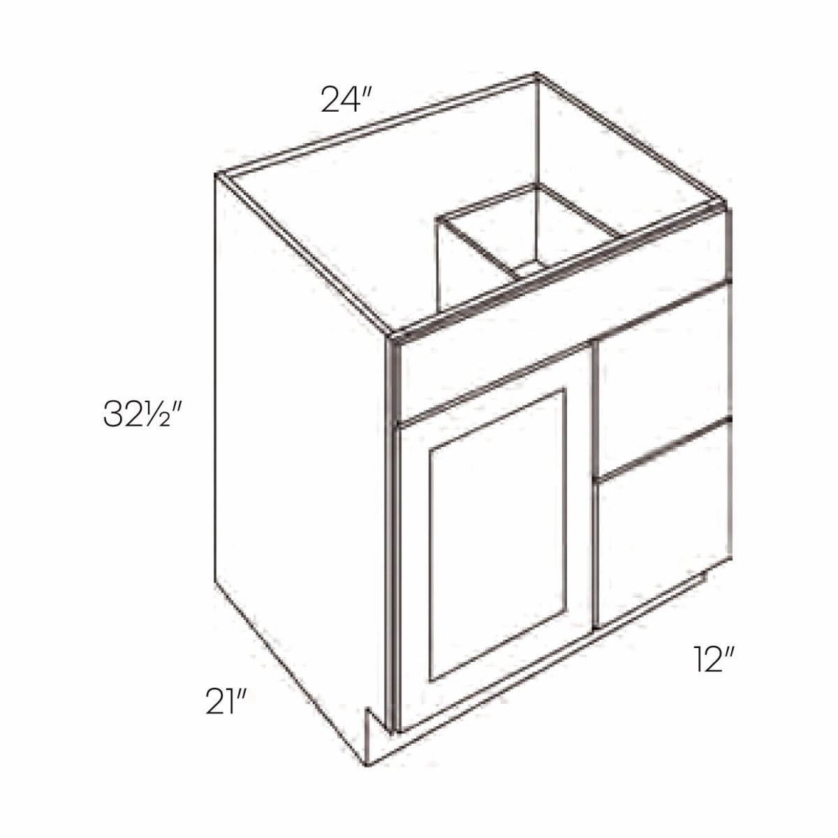 Country Oak 24"W x 32.5"H x 21"D Vanity Base Cabinet - BUILDMYPLACE