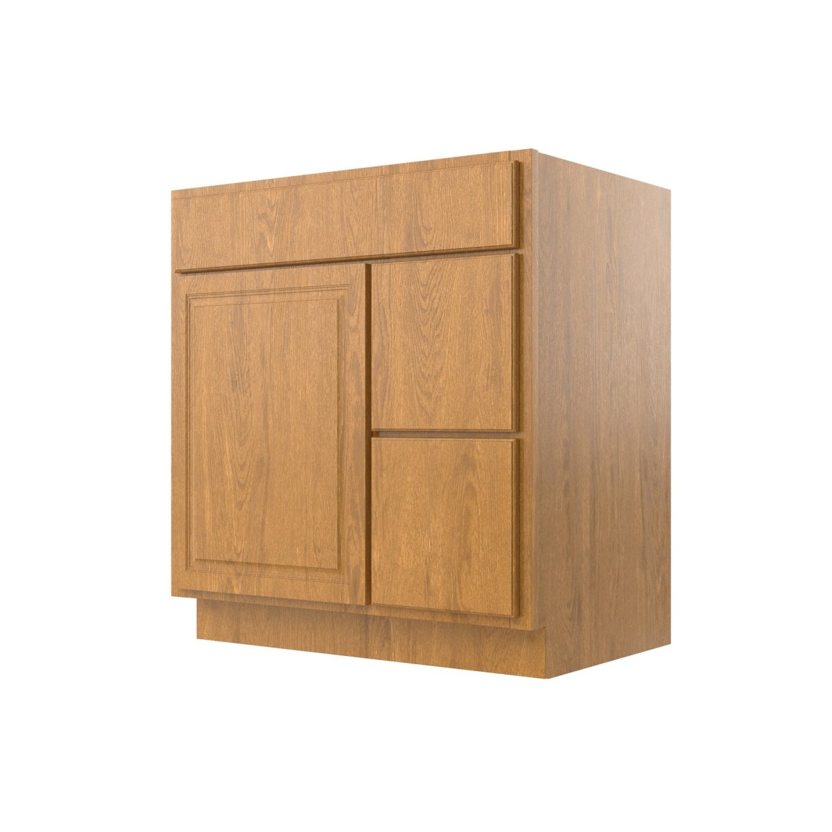 Country Oak 30"W x 32.5"H Vanity Base Cabinet, Right - Side Drawers - BUILDMYPLACE