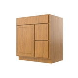 Country Oak 30"W x 32.5"H Vanity Base Cabinet, Right - Side Drawers - BUILDMYPLACE