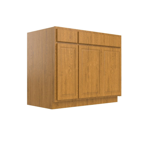 Country Oak 42"W x 34.5"H Sink Base Cabinet, Left Drawers - BUILDMYPLACE