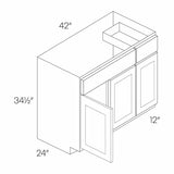Country Oak 42"W x 34.5"H Sink Base Cabinet, Left Drawers - BUILDMYPLACE