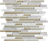 Creme Brulee Random Strip Glass Stone Blend Mosaic - BUILDMYPLACE