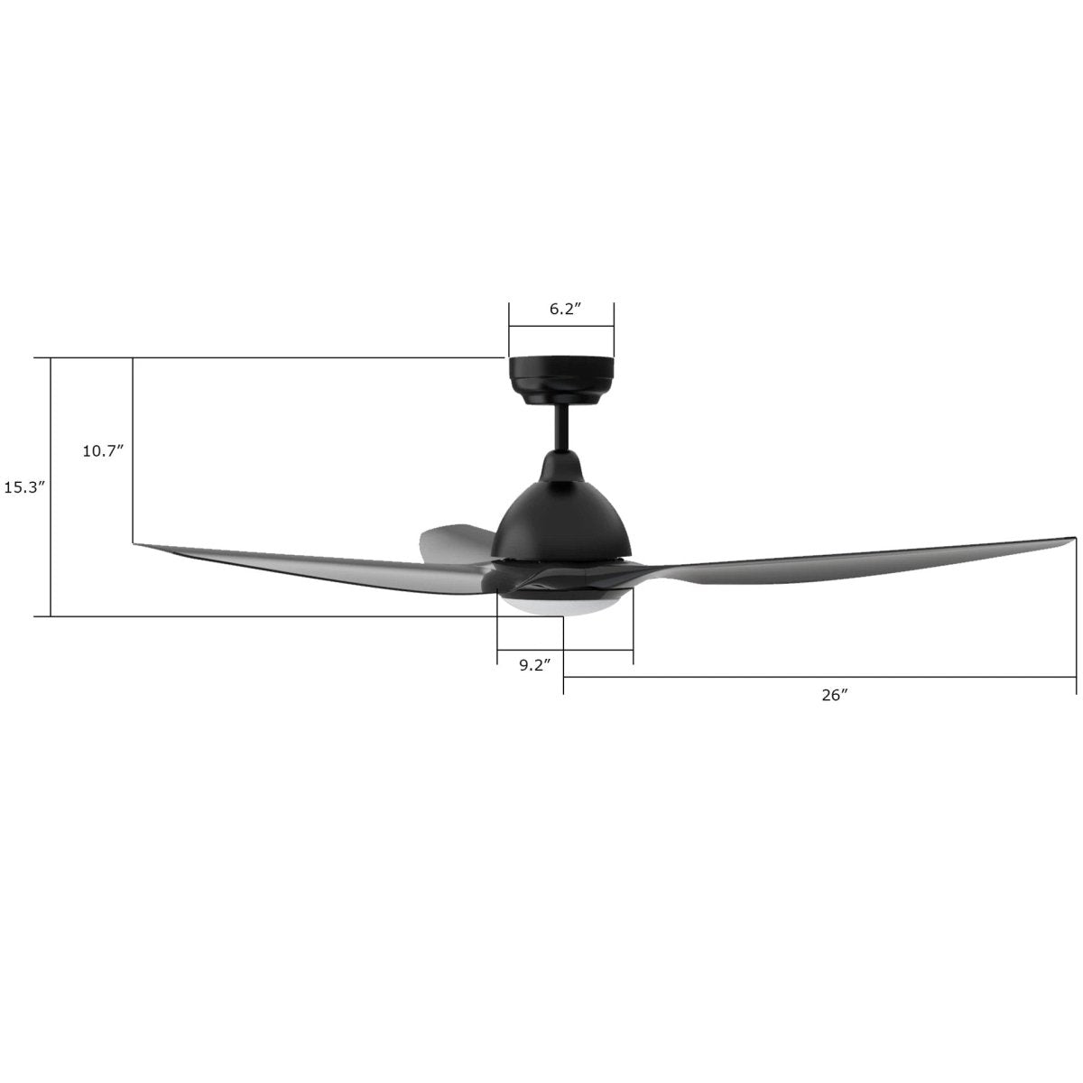 Cresta 52" In. Black/Black 3 Blade Smart Ceiling Fan with Dimmable LED Light Kit Works with Remote Control, Wi - Fi apps and Voice control via Google Assistant/Alexa/Siri - BUILDMYPLACE