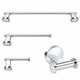 Ivanees 4-Piece Bathroom Accessories Set in Chrome Finish – Stainless Steel Robe Hook, Towel Ring, Toilet Paper Holder & Towel Bar