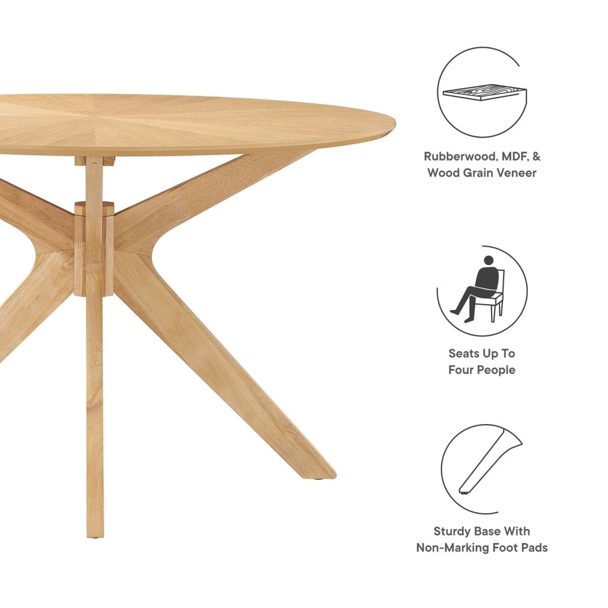Crossroads 47" Round Wood Dining Table - BUILDMYPLACE