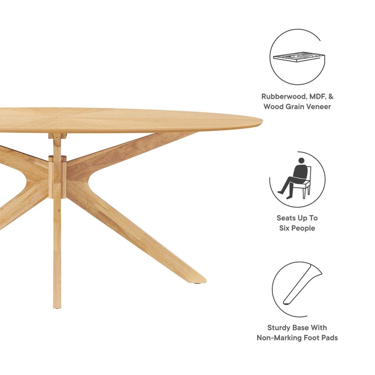 Crossroads 71" Oval Wood Dining Table - BUILDMYPLACE
