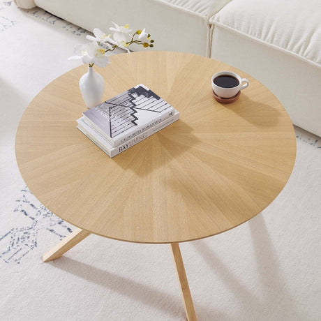 Crossroads Round Wood Coffee Table - BUILDMYPLACE